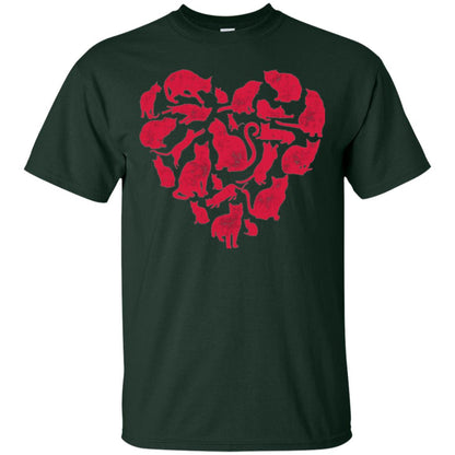 Valentines Day Cat T-shirt Forest Green