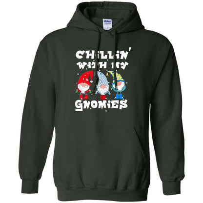 Chillin' With My Gnomies X-mas Gift Shirt For Mens Womens Kids Forest Green