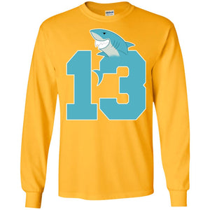13th Birthday Shark Party ShirtG240 Gildan LS Ultra Cotton T-Shirt