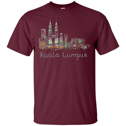 Kuala Lumpur Kl Panorama At Night T-shirt Maroon