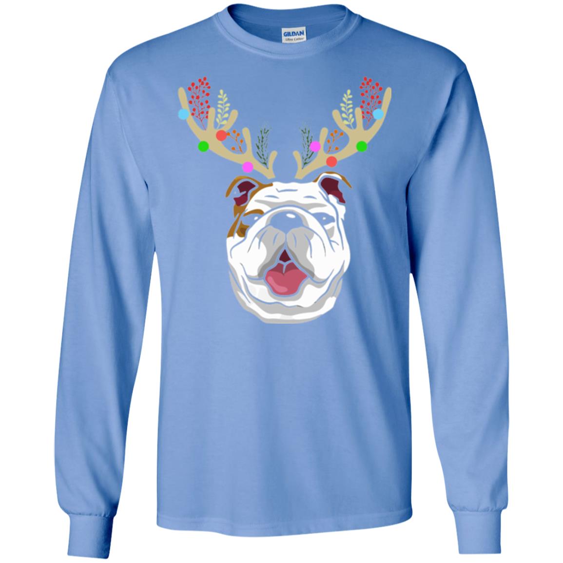 Dog Lovers T-shirt Funny Bulldogs With Antlers Carolina Blue