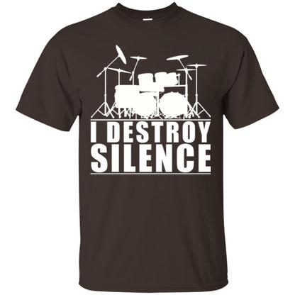 Drums Lover T-shirt I Destroy Silence Dark Chocolate