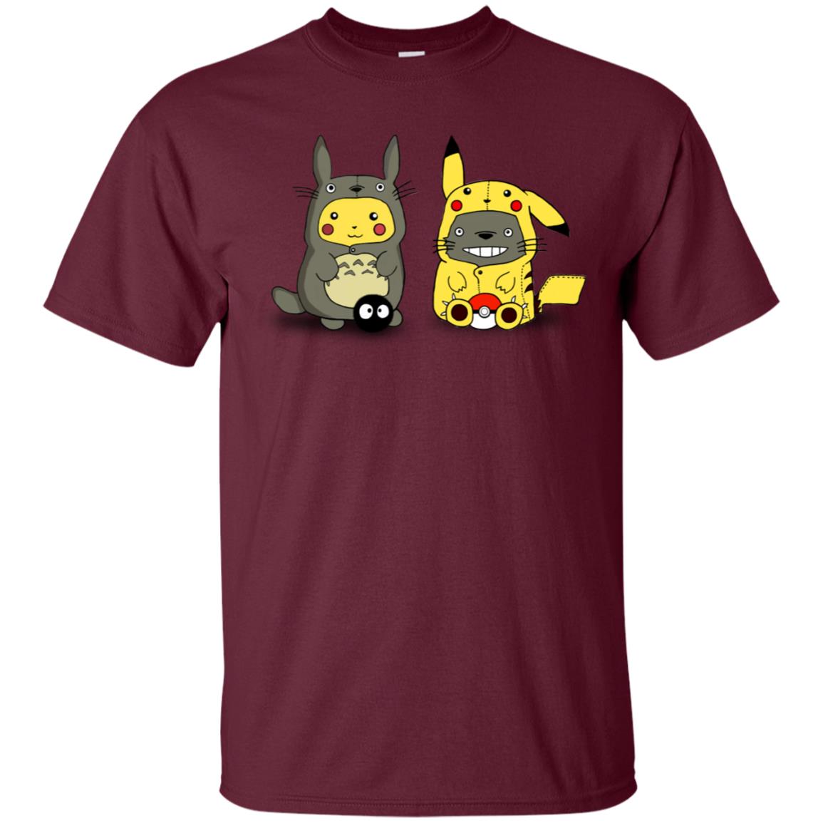 Pikachu Cosplay Totoro And Totoro Cosplay Pikachu T-shirt Maroon