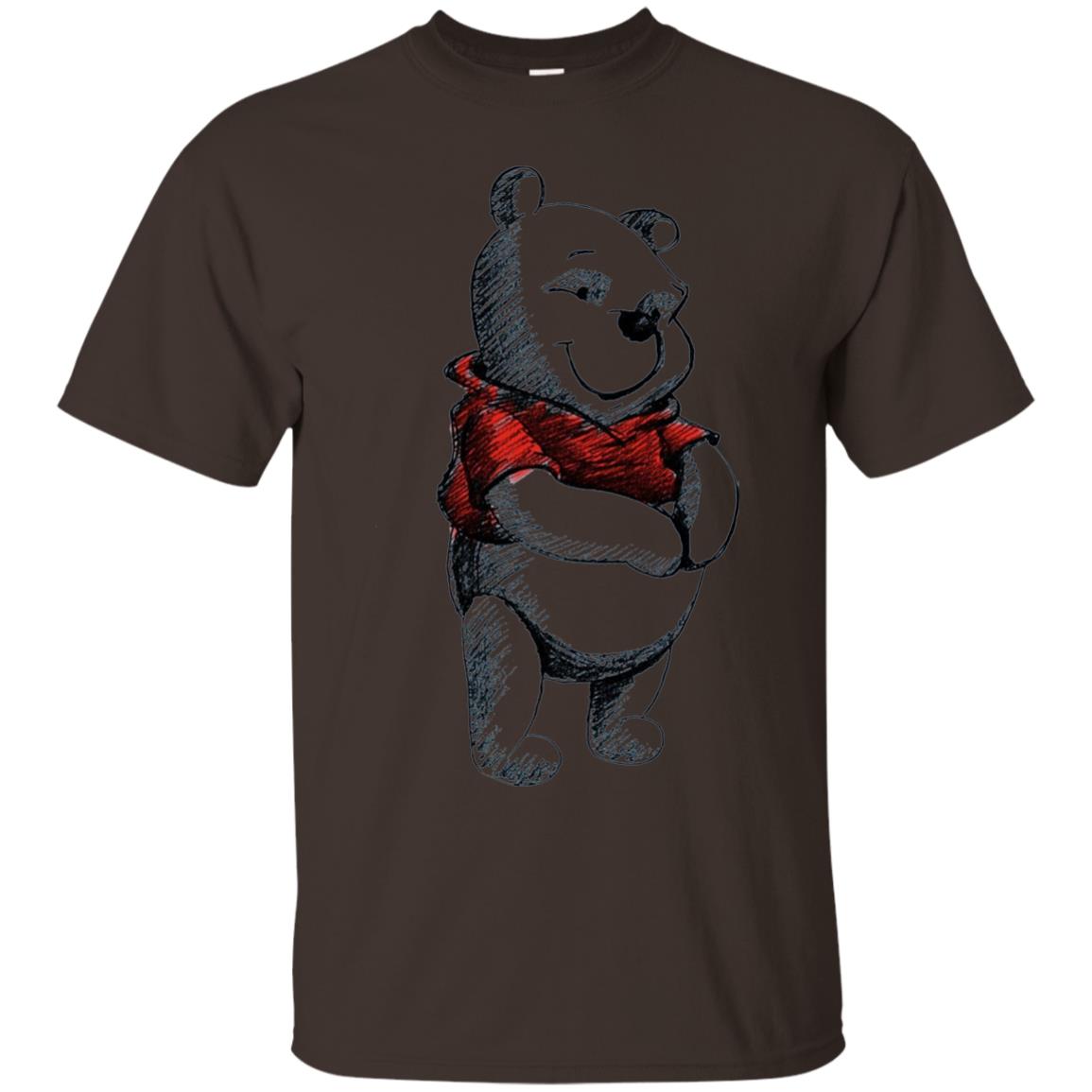 Sketch Of Winnie The Pooh Movie Lover T-shirt Dark Chocolate