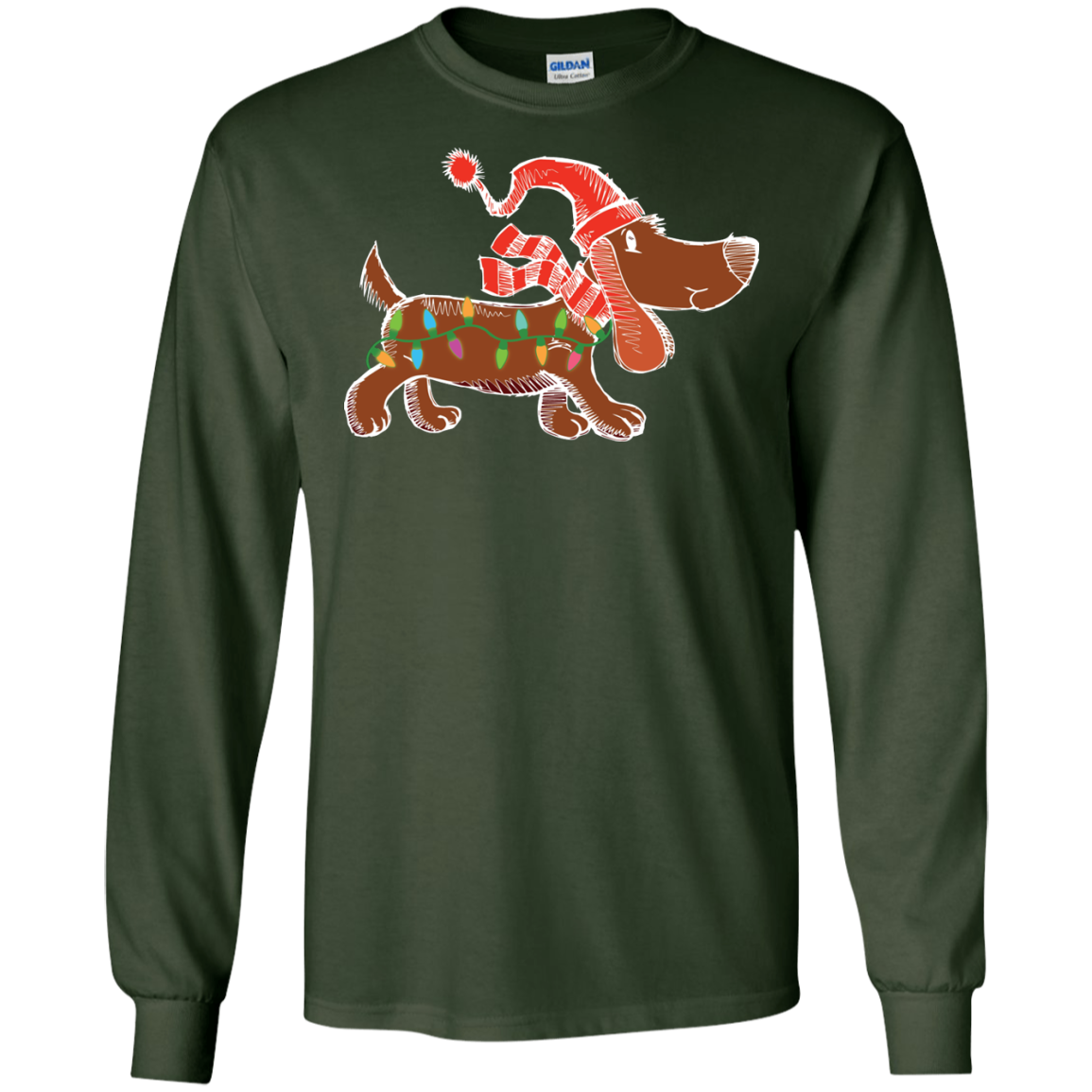 Dog Lover T-Shirt Christmas Lights Labrador Retriever Dog Lover Forest Green