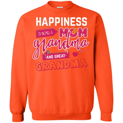 Happiness Is Being A Mom A Grandma And Great Grandma Shirt Orange