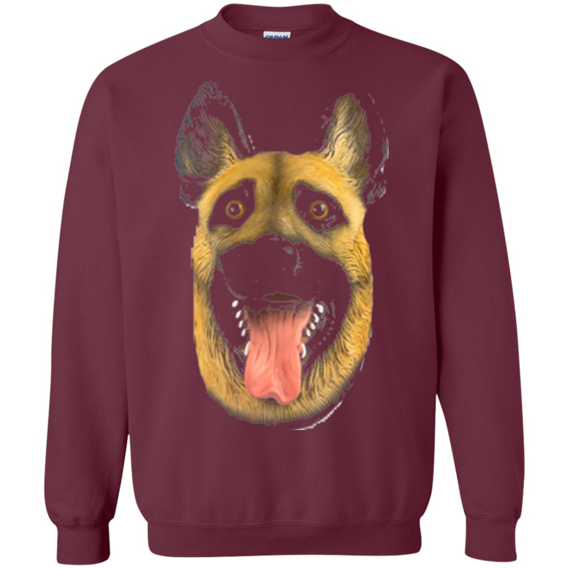 Dog Lover T-shirt Creepy Dog Head T-shirt Maroon