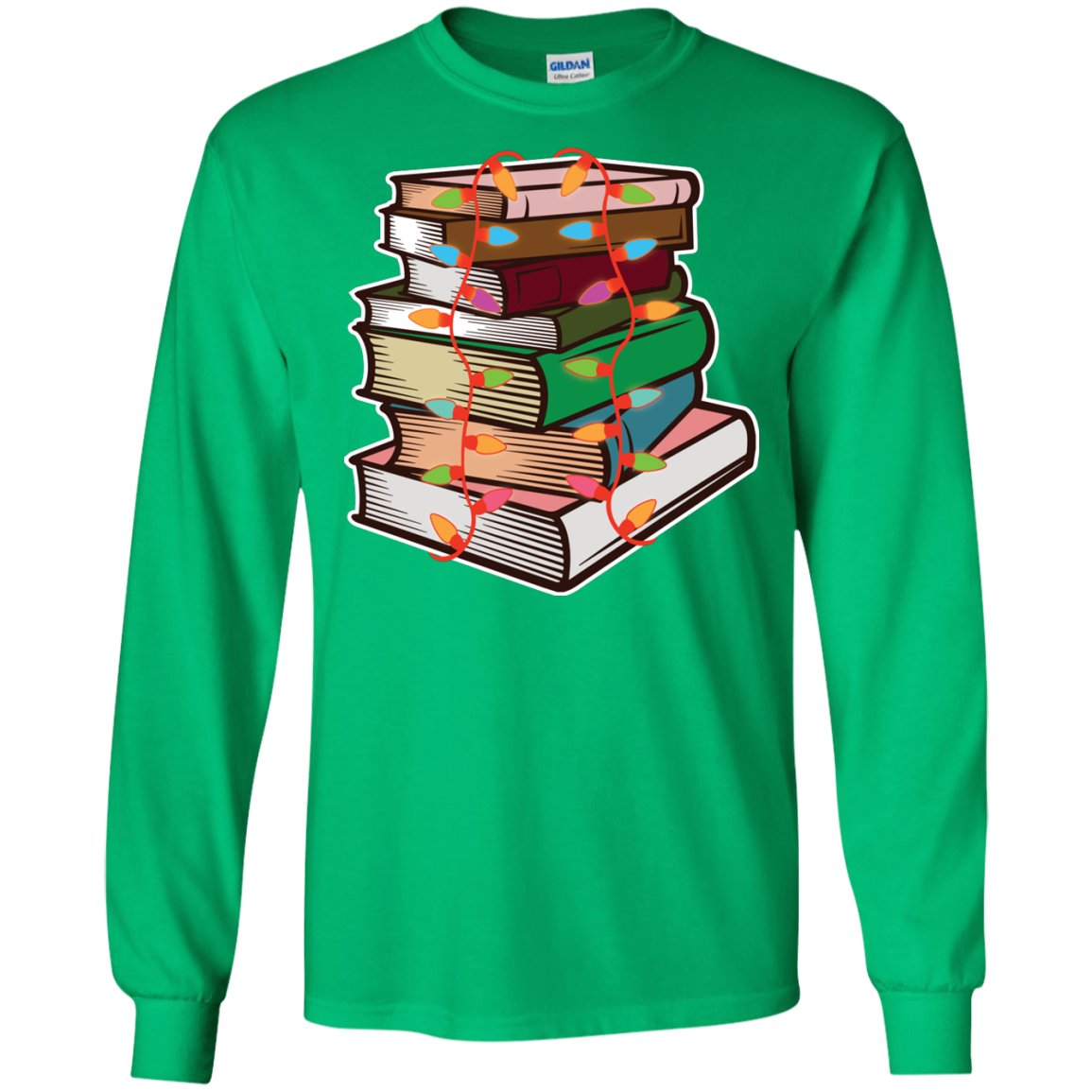 Fairy Lights Christmas Gift T-shirt Book Lover Irish Green