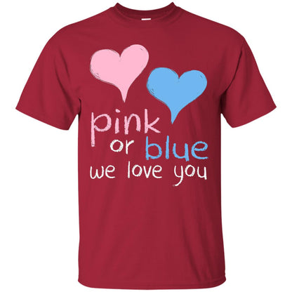 Pink Or Blue We Love You Baby Shower Gender Reveal T-shirt Cardinal
