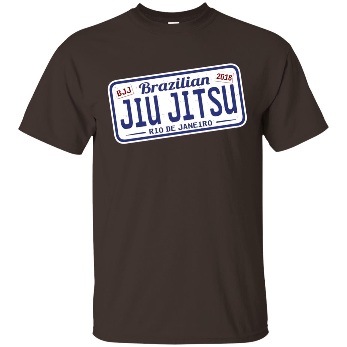 Funny Jiu Jitsu Bjj License Plate T-shirt Dark Chocolate