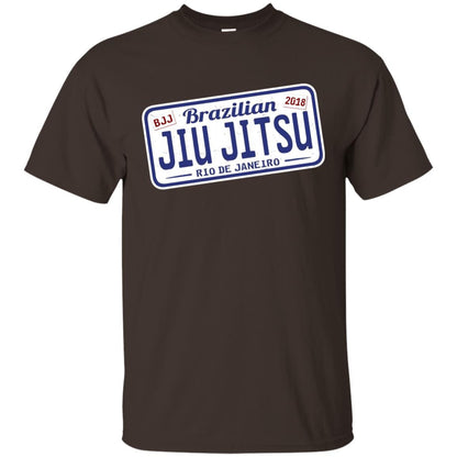 Funny Jiu Jitsu Bjj License Plate T-shirt Dark Chocolate