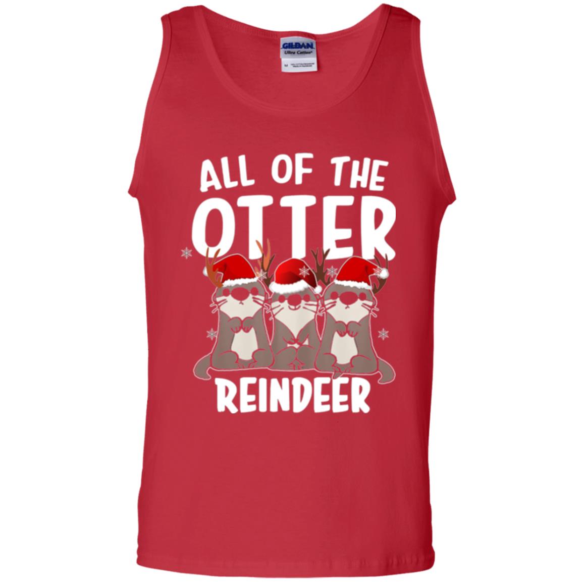 Christmas T-shirt All Of The Otter Reindeer Red