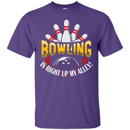 Bowler T-shirt Bowling Is Right Up My Alley Purple