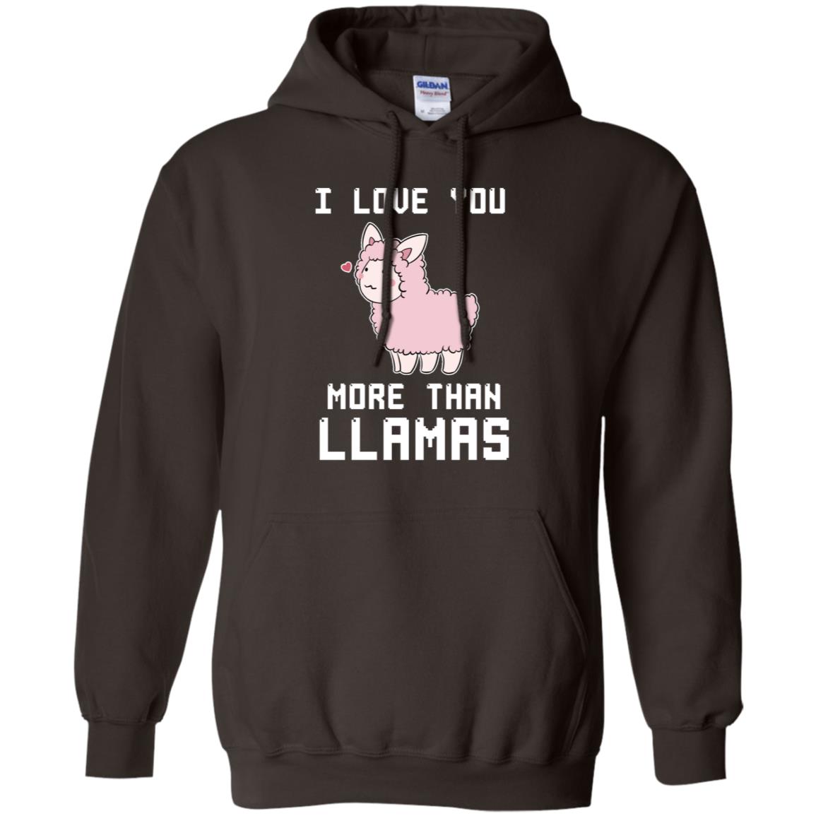 I Love You More Than Llamas Valentines Day Shirt Dark Chocolate