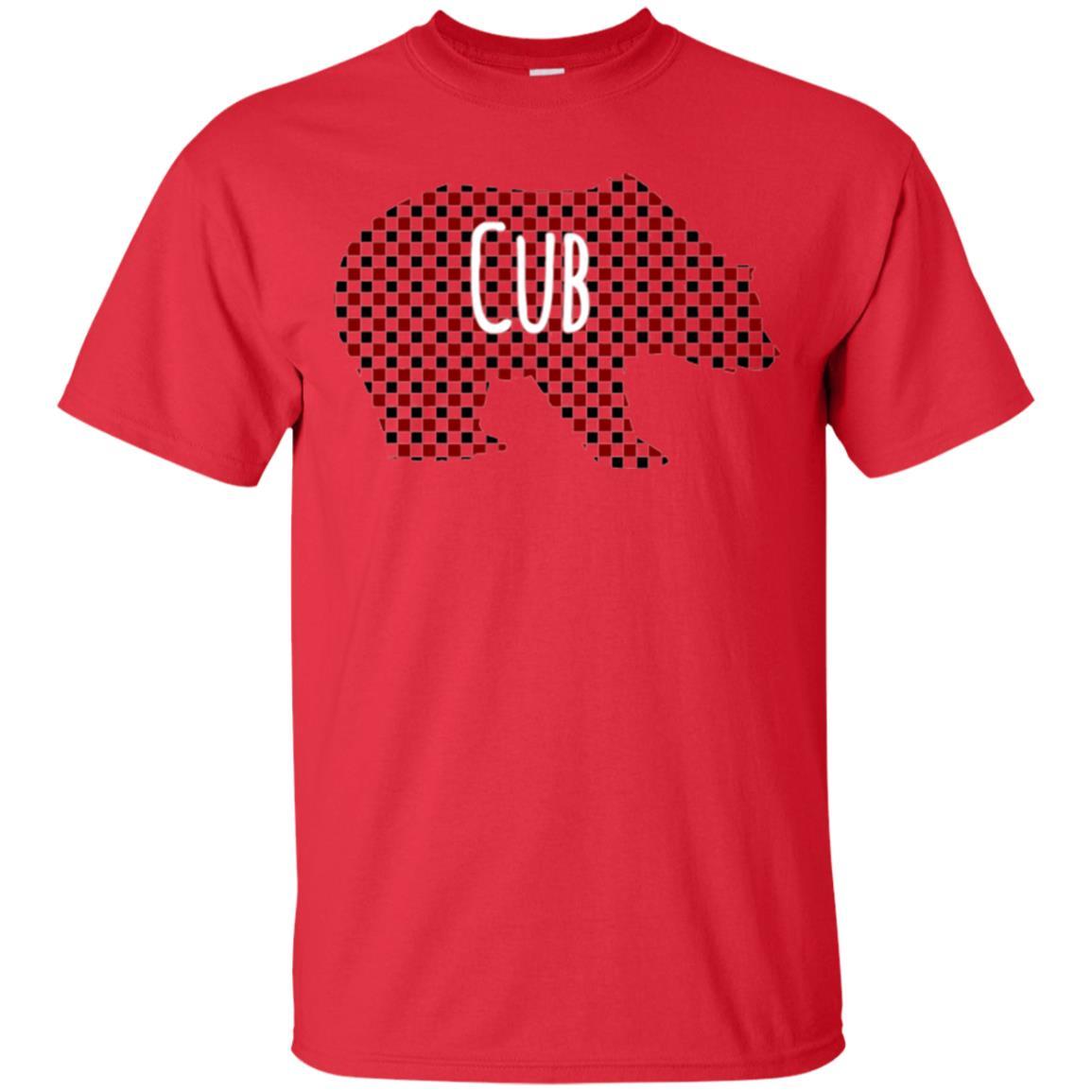 Family Christmas T-shirt Red Plaid Cub Bear Red
