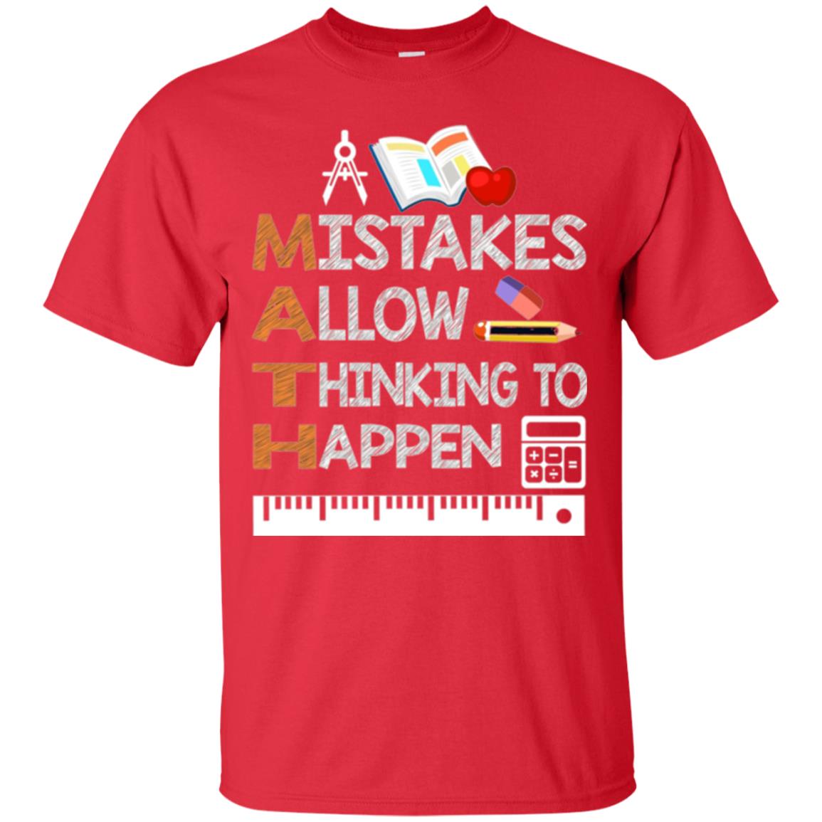 Math Lover T-shirt Mistakes Allow Thinking To Happen Red