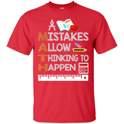 Math Lover T-shirt Mistakes Allow Thinking To Happen Red