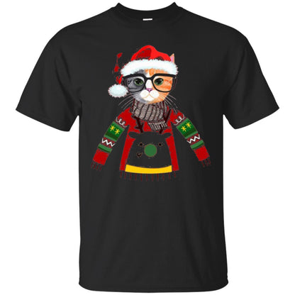 Christmas T-shirt Cat Lover Meowy Christmas T-shirt Black