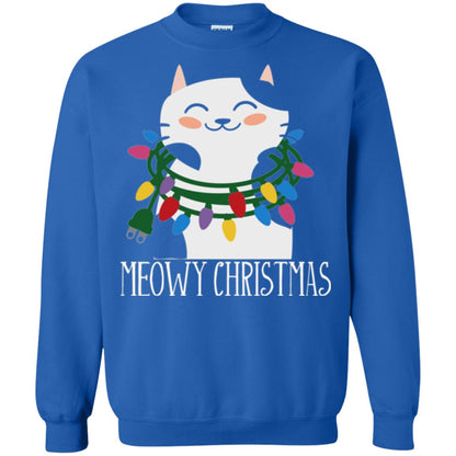 Meowy Christmas Holiday T-shirt Royal