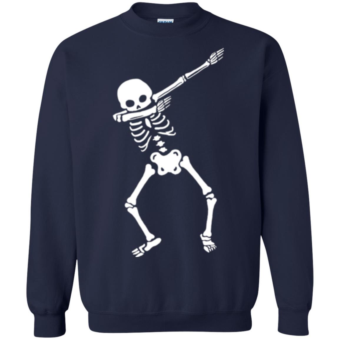 Funny Halloween T-shirt Dabbing Skeleton Navy