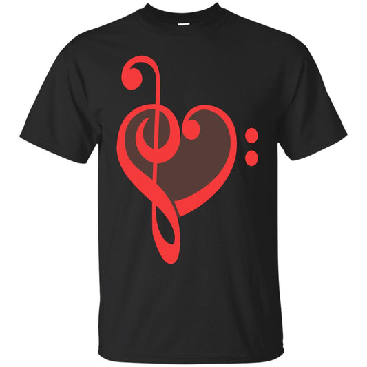 Heart Bass Clef Heart Music Lovers Shirt Black