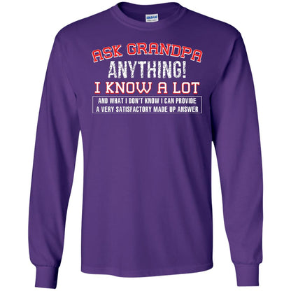 Ask Grandpa Anything I Know A Lot Funny Saying Gift Shirt For Papa Purple