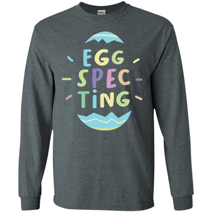 Eggspecting Funny Pregnancy Pregnant Easter Shirt Dark Heather