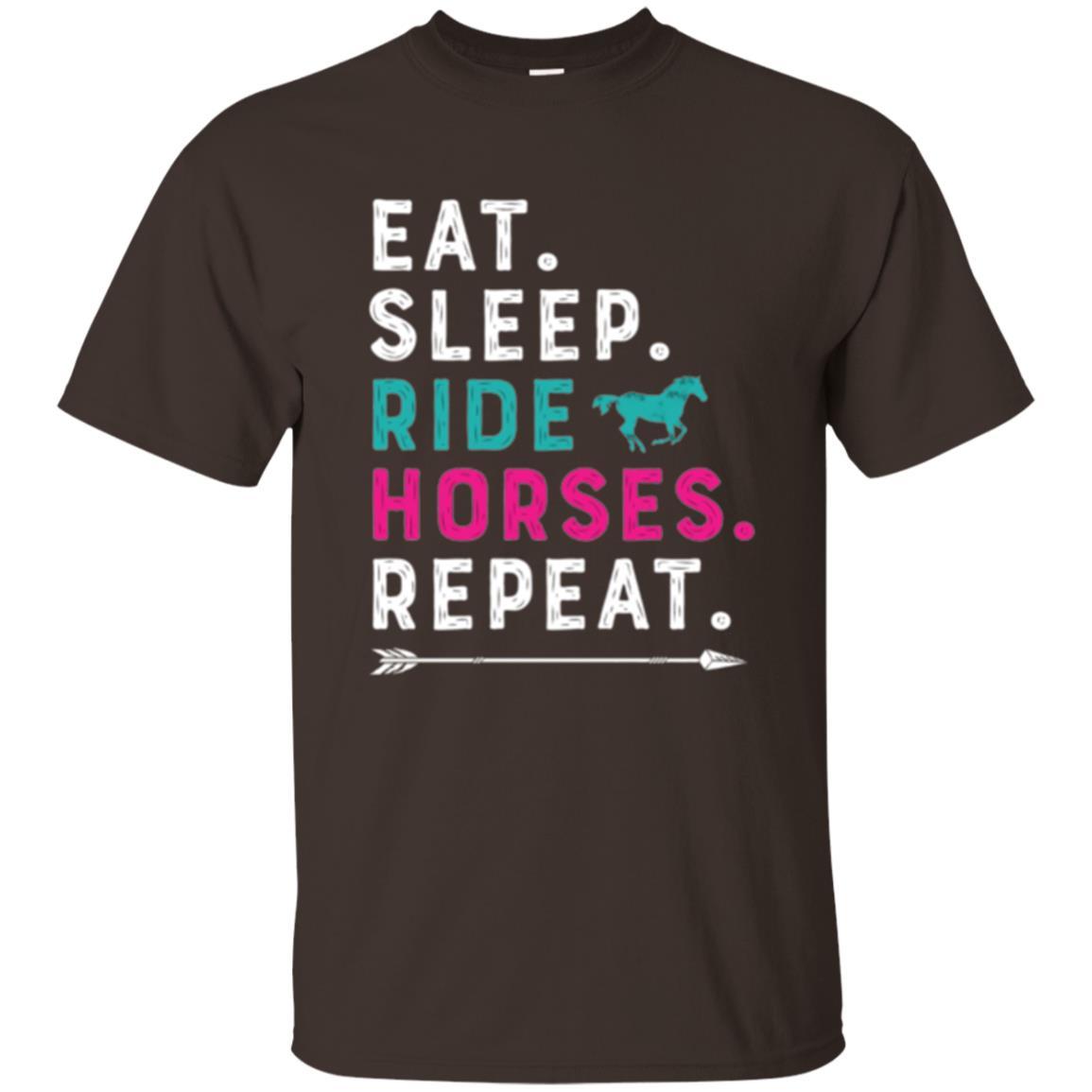 Horseback Riding T-shirt Eat Sleep Ride Horses Repeat Dark Chocolate