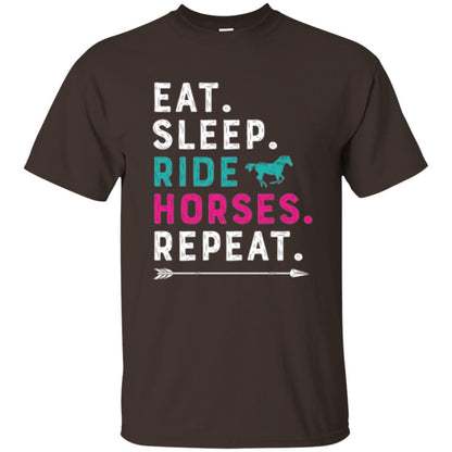 Horseback Riding T-shirt Eat Sleep Ride Horses Repeat Dark Chocolate