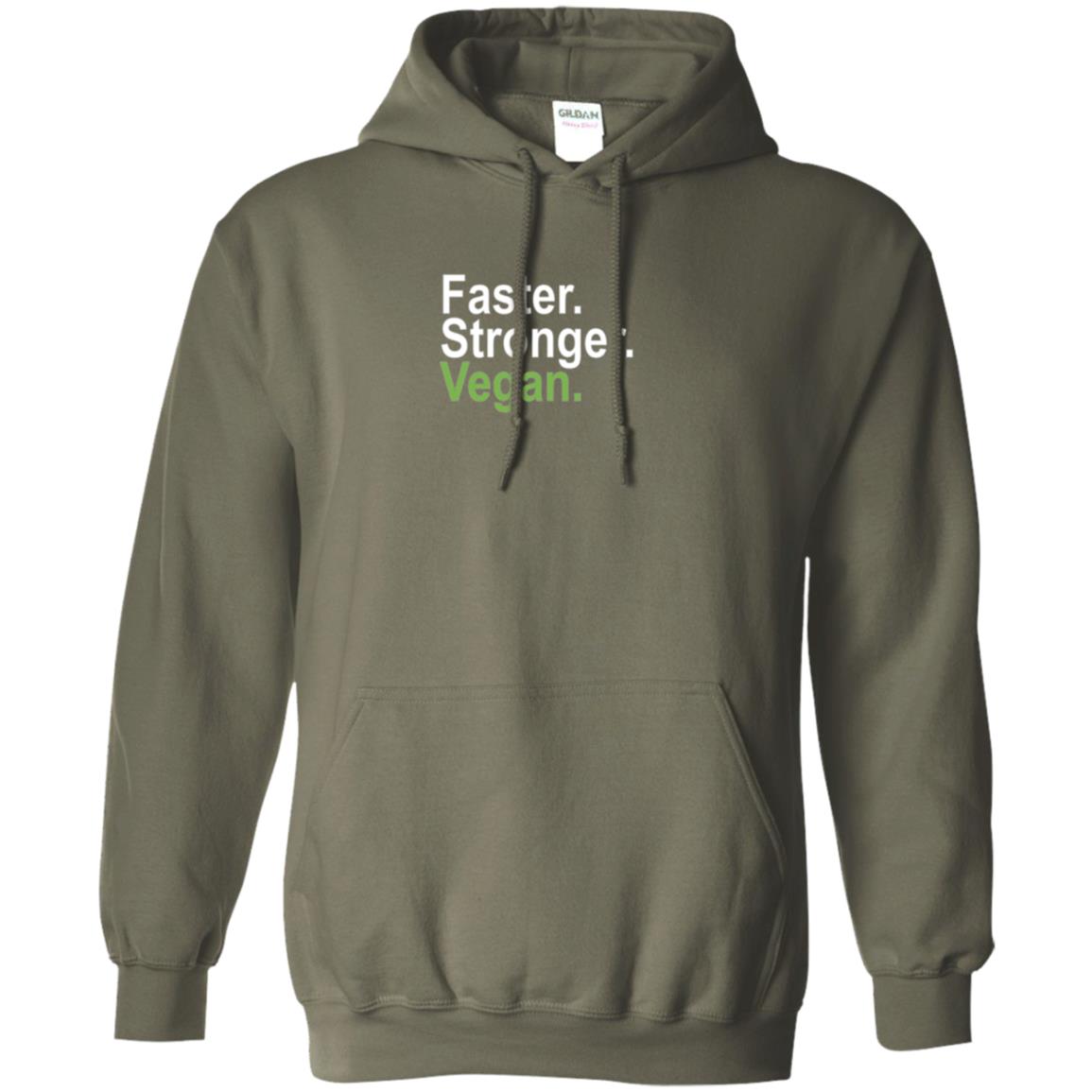 Vegetarian T-shirt Faster Stronger Vegan Military Green