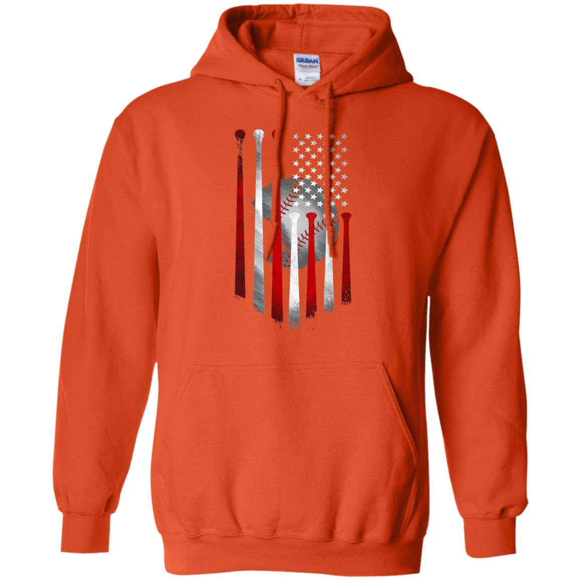 American Flag Baseball Flag Baseball Lover T-shirt Orange