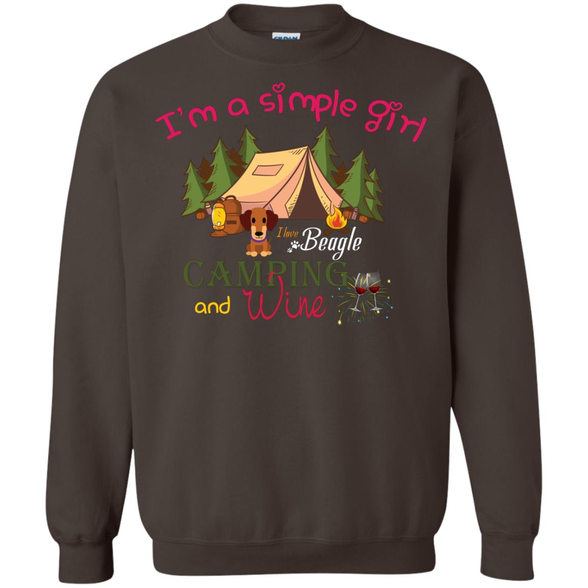 I’m A Simple Girl I Love Beagle Camping And Wine Shirt Dark Chocolate