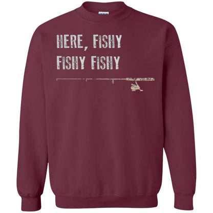 Fishing Lover T-shirt Here Fishy Fishy Maroon