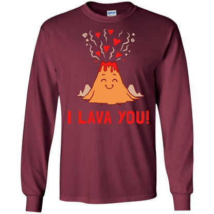 Funny Volcano Valentines Love T-shirt I Lava You T-shirt Maroon