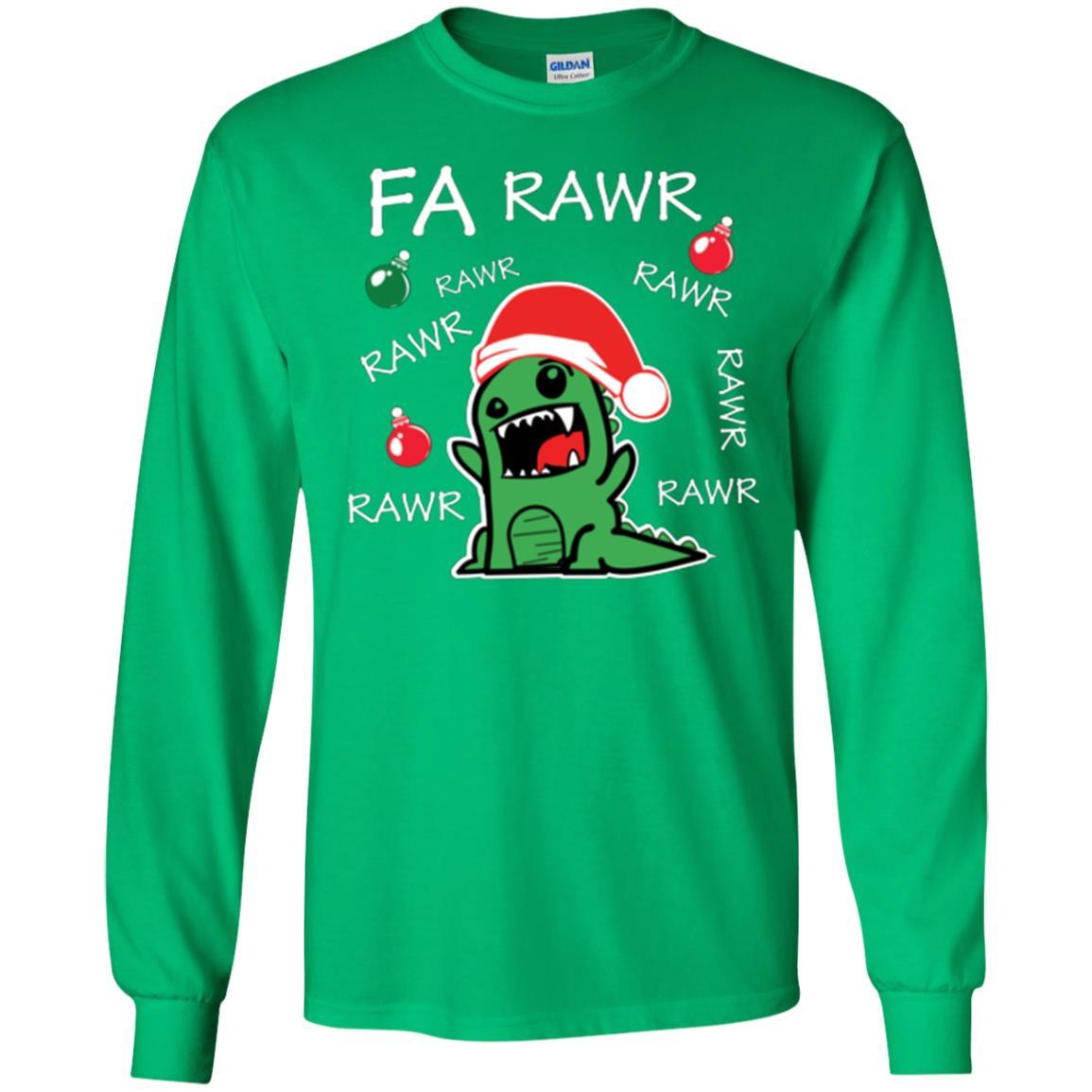 Christmas T-shirt Dinosaur Fa Rawr Irish Green