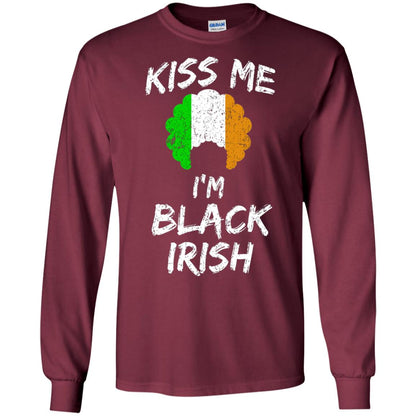 Kiss Me I_m Black Irish Funny St Patrick_s Day T-shirt Maroon