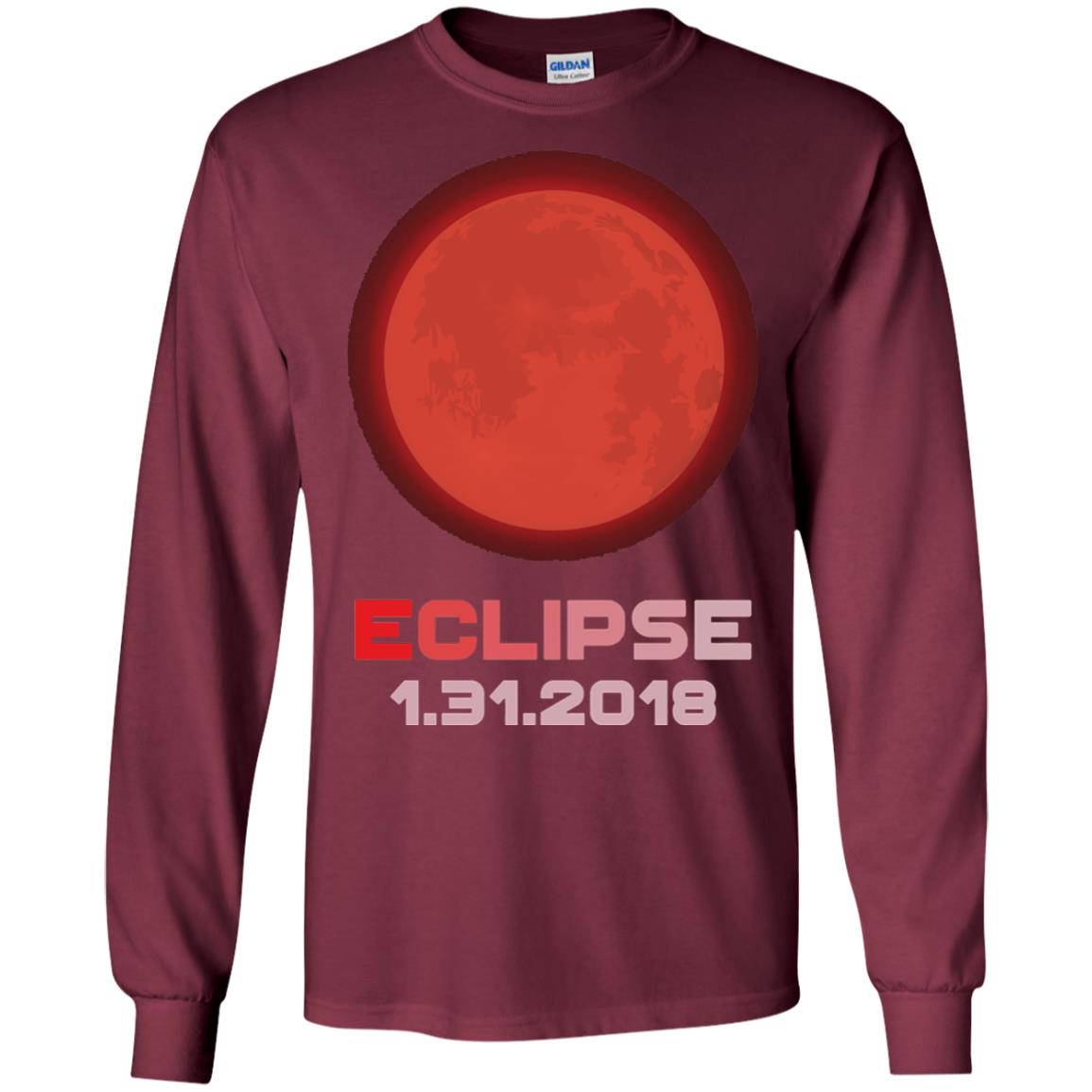 Eclipse January 31st 2018 Total Lunar Eclipse T-shirt Maroon