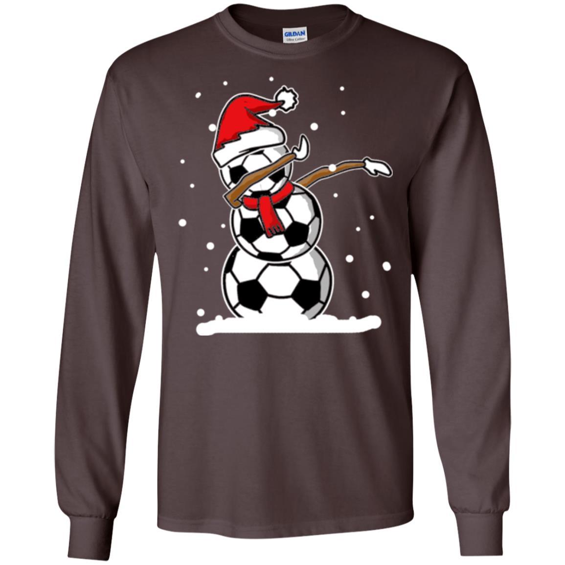 Christmas T-shirt Dabbing Snowman Soccer Dark Chocolate