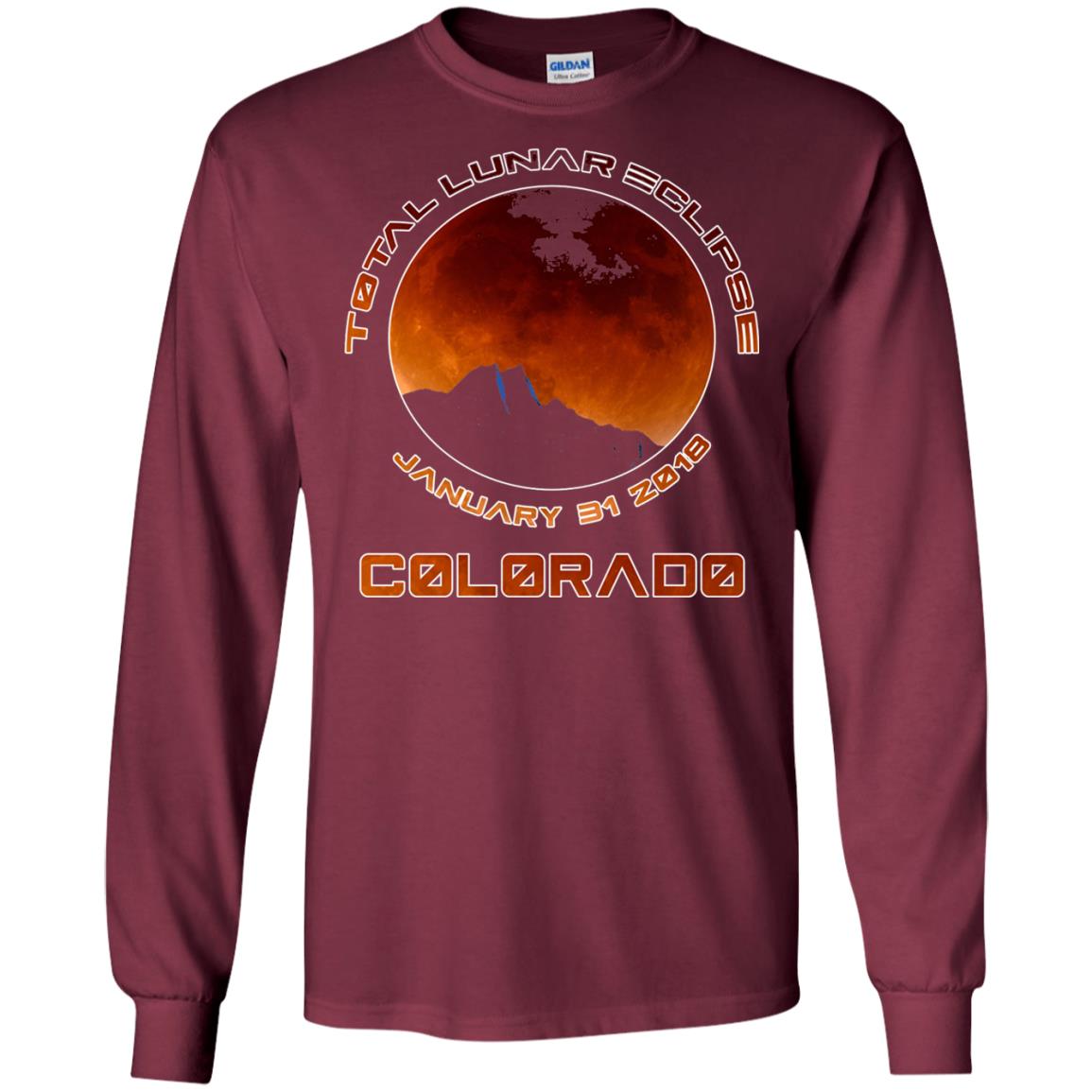Colorado Lunar Eclipse 2018 T-shirt January 31 Maroon