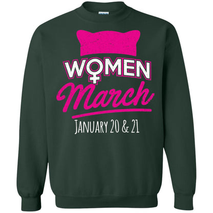 Women's Right T-shirt Women March January 2018 Pussycat Ears Hat Forest Green