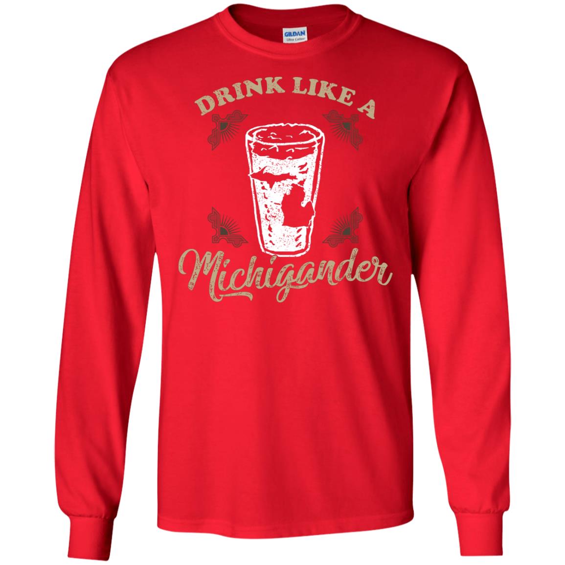 Drink Like Michigander Shirt Red