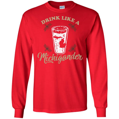 Drink Like Michigander Shirt Red