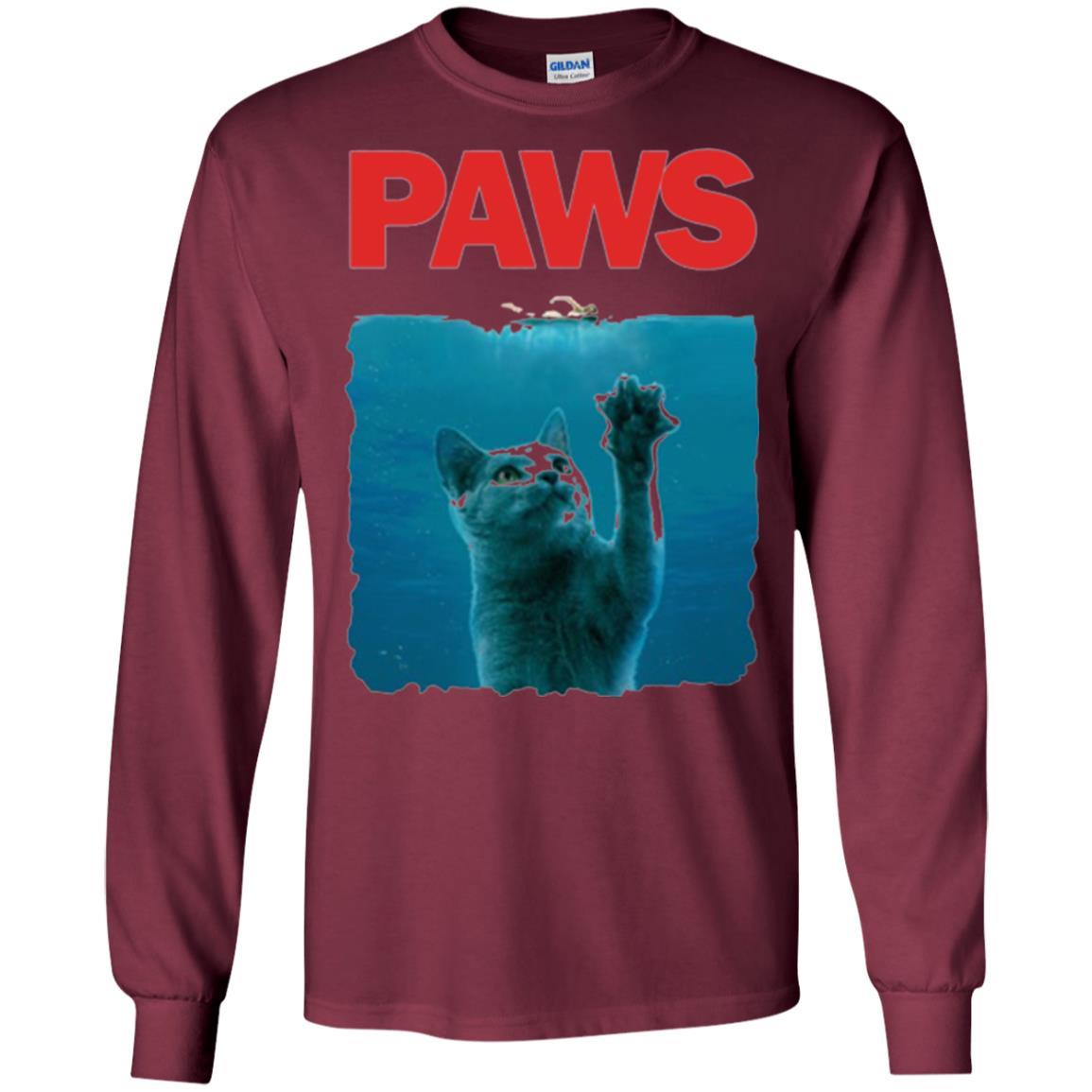 Cat Lover T-shirt Paws Kitten Meow Parody Maroon