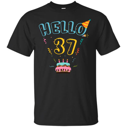 Hello 37 Thirty Seven 37th 1981s Birthday Gift Shirt Black