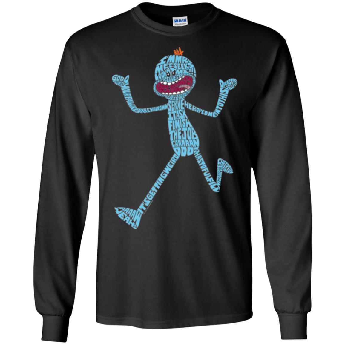 Cartoon T-shirt It_s Mr. Meeseeks Typography Black
