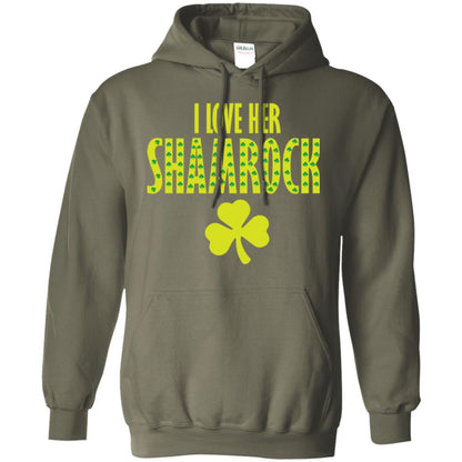 St. Patrick's Day T-shirt I Love Her Shamrock Military Green