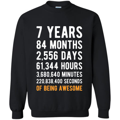 7th Birthday Shirt 7 Years Old Being Awesome Black