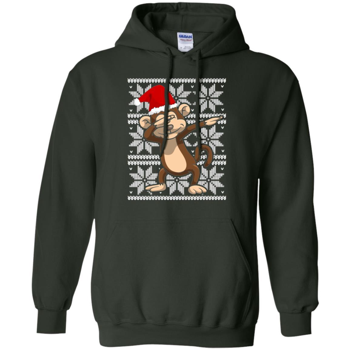 Christmas T-shirt Dabbing Monkey Forest Green