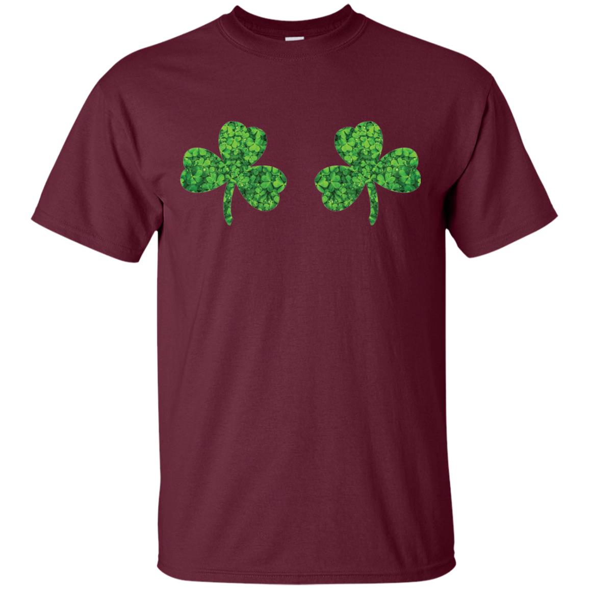 Shamrock Boobs Funny Saint Patrick_s Day T-shirt Maroon