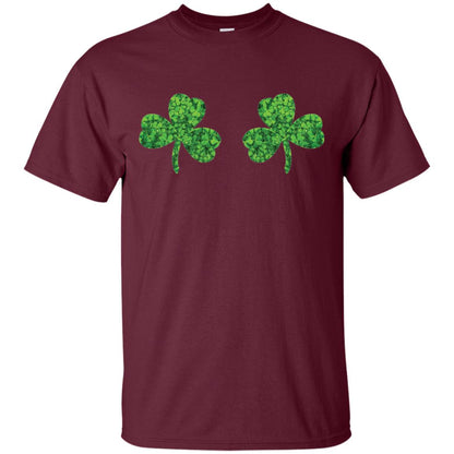 Shamrock Boobs Funny Saint Patrick_s Day T-shirt Maroon